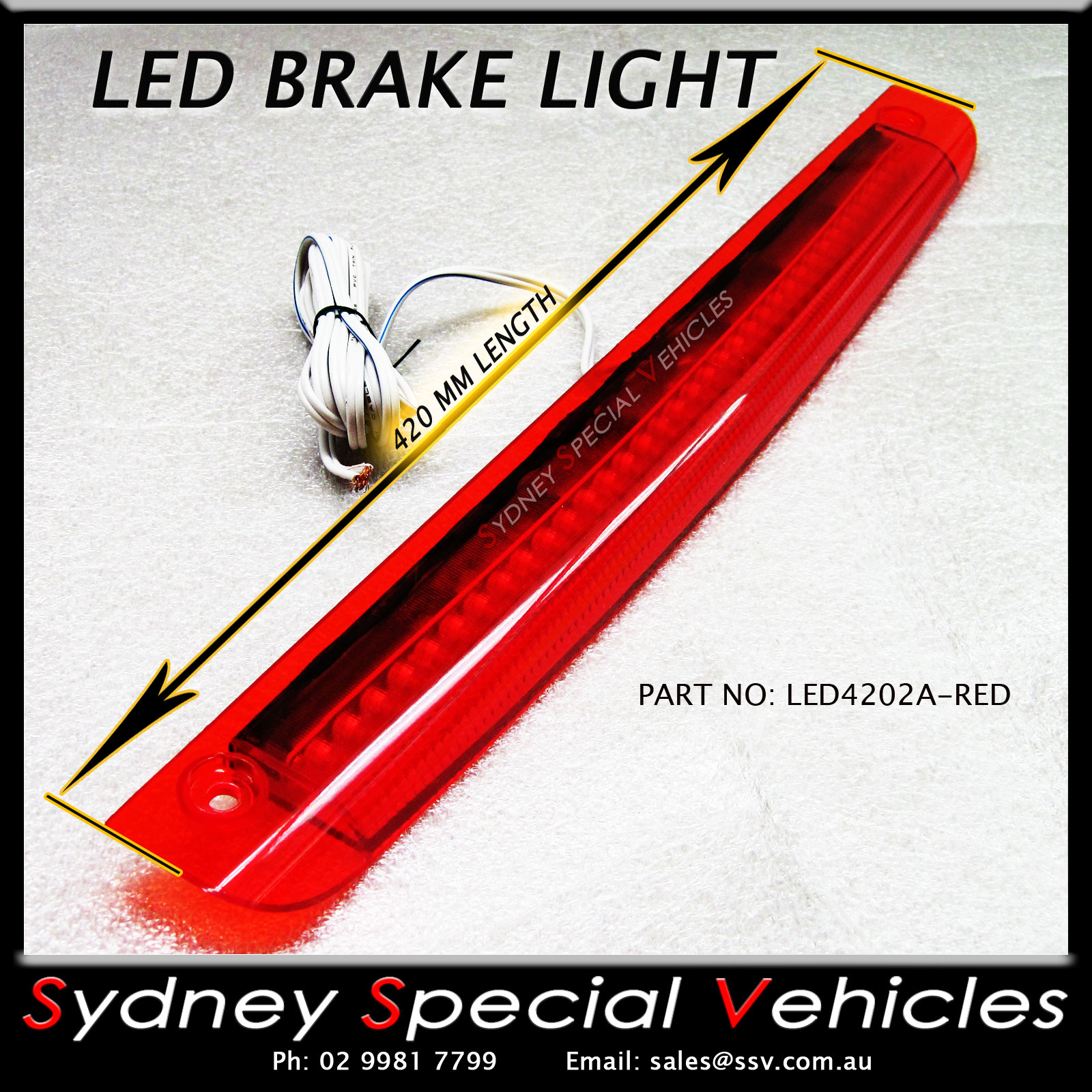 REPLACEMENT LED BRAKE LIGHT FOR REAR WING SPOILER 420 mm long