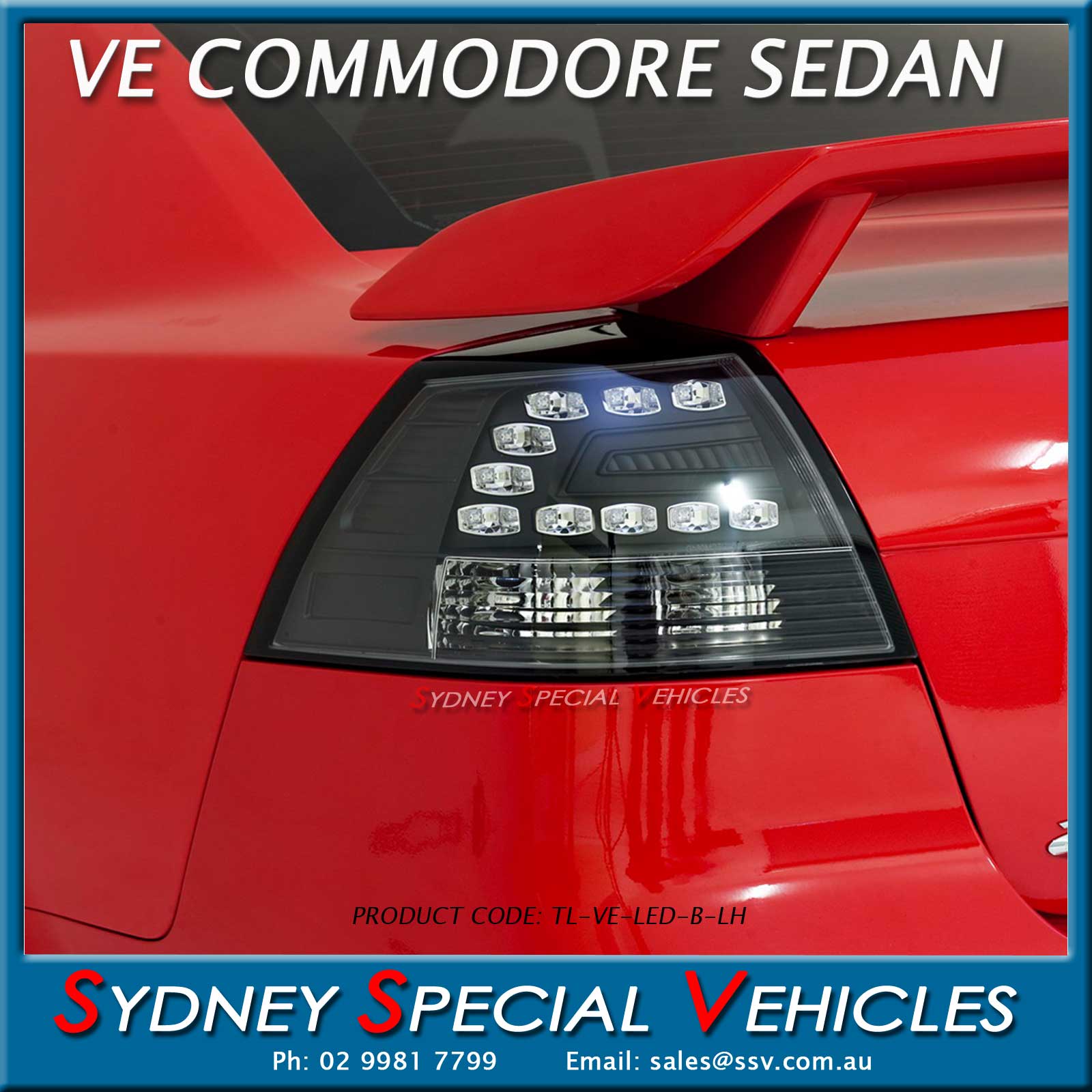 LEFT HAND LED TAIL LIGHT FOR VE COMMODORE OMEGA, SS, SSV, SV6 SEDAN