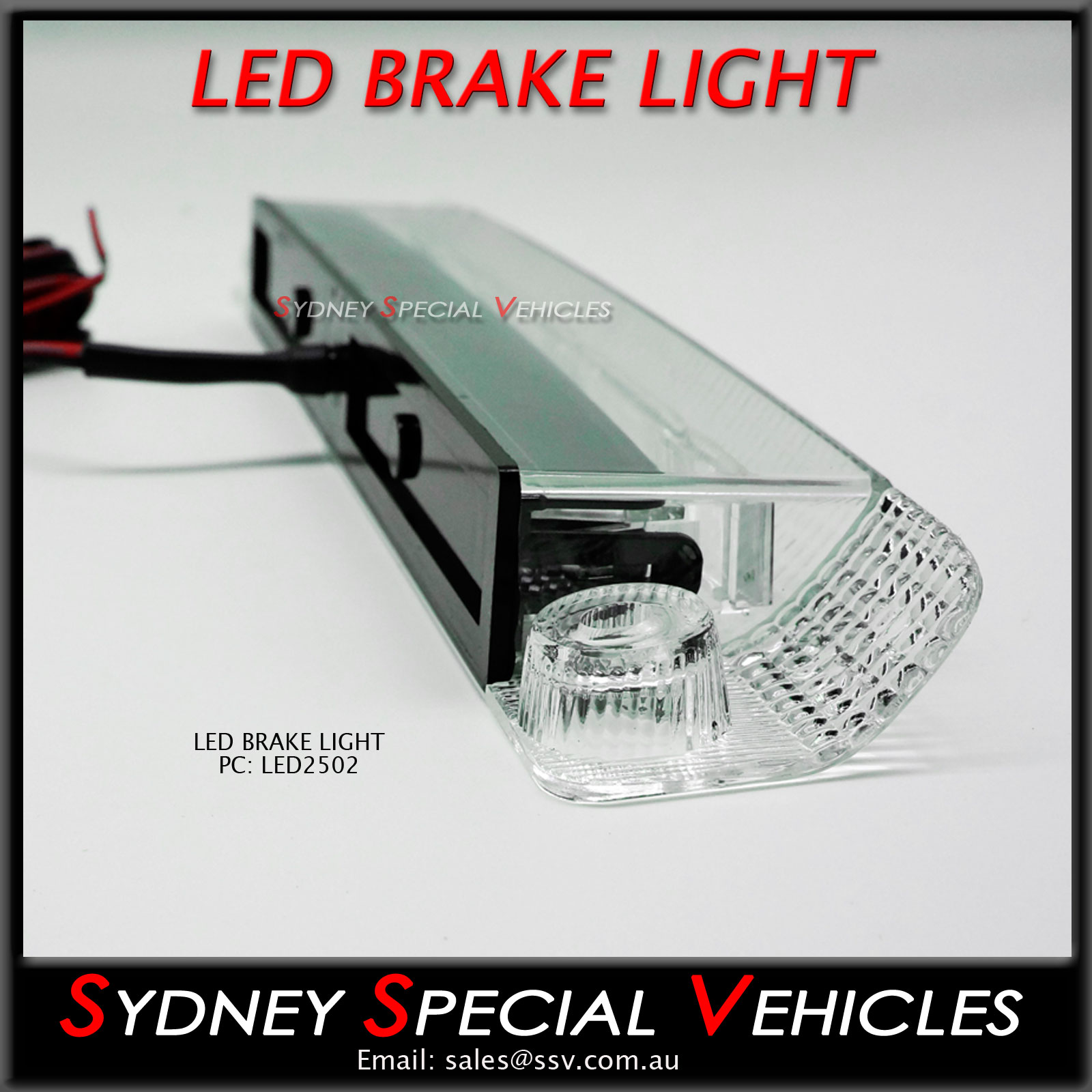 LED BRAKE LIGHT FOR REAR WING SPOILER 250 mm long Clear lens
