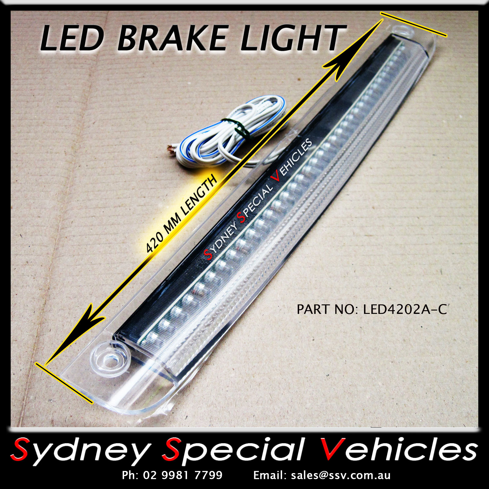 REPLACEMENT LED BRAKE LIGHT FOR REAR WING SPOILER 420 mm long
