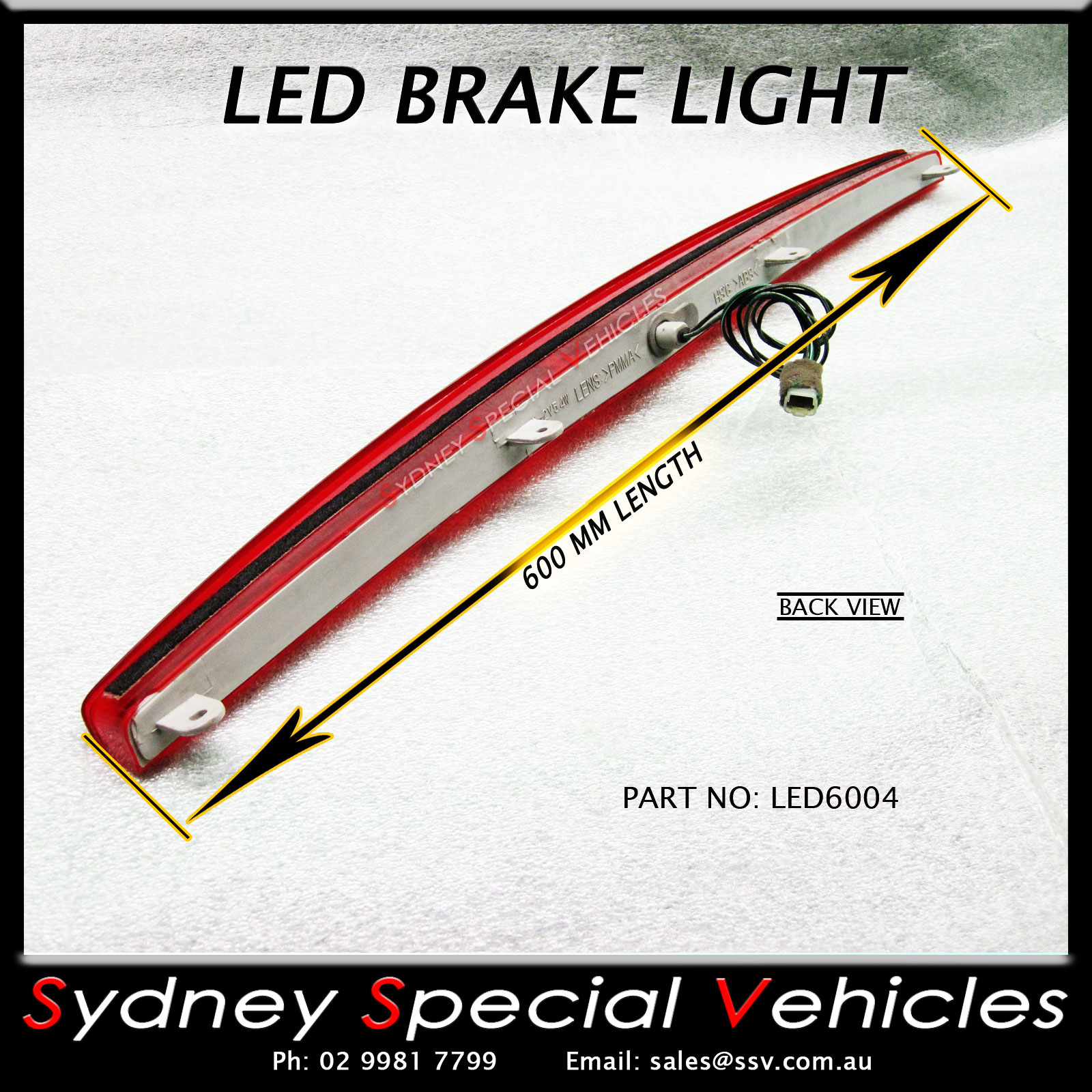 REPLACEMENT LED BRAKE LIGHT FOR REAR WING SPOILER 600 mm long