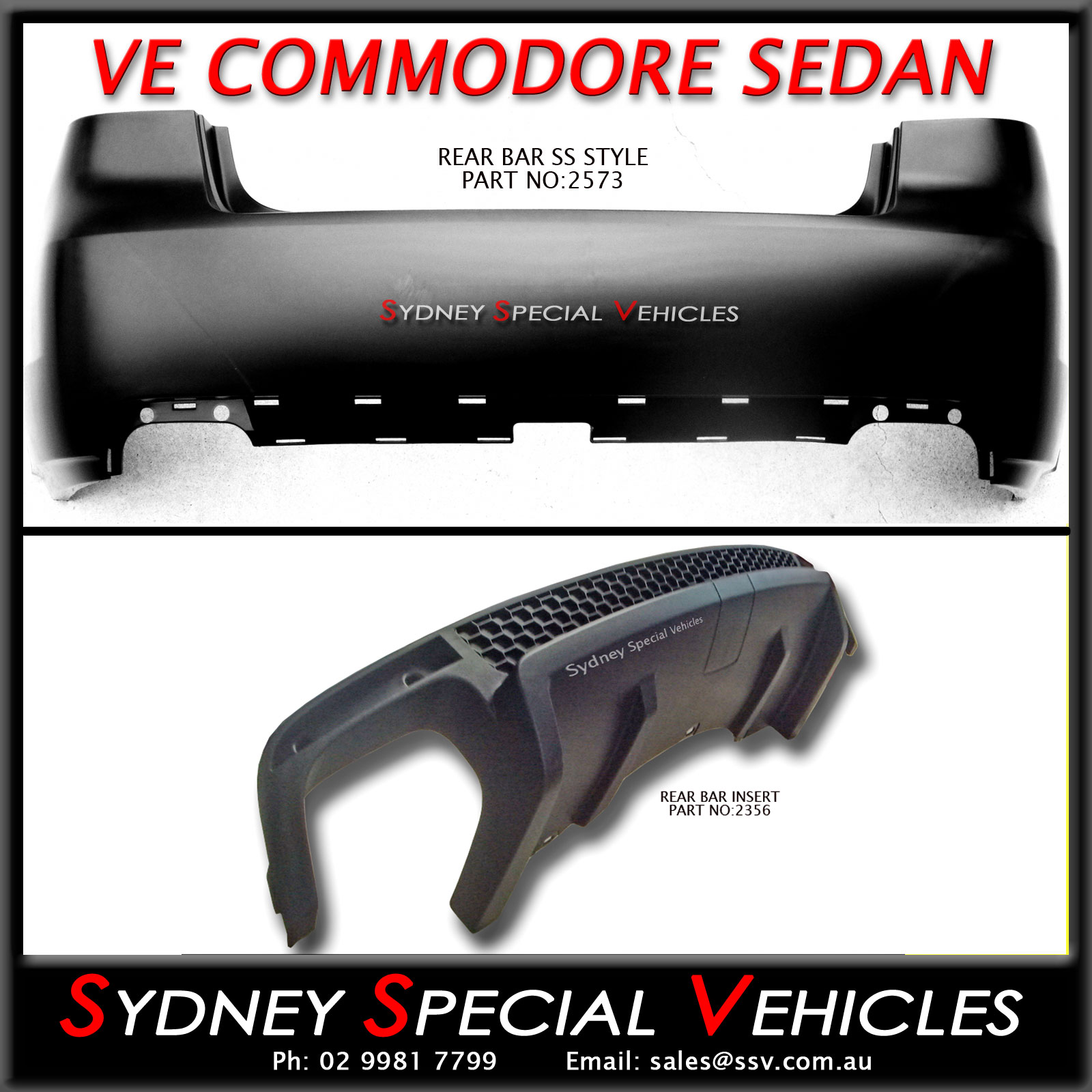 REAR BUMPER BAR FOR VE COMMODORE SEDAN - SS, SV6, SSV STYLE