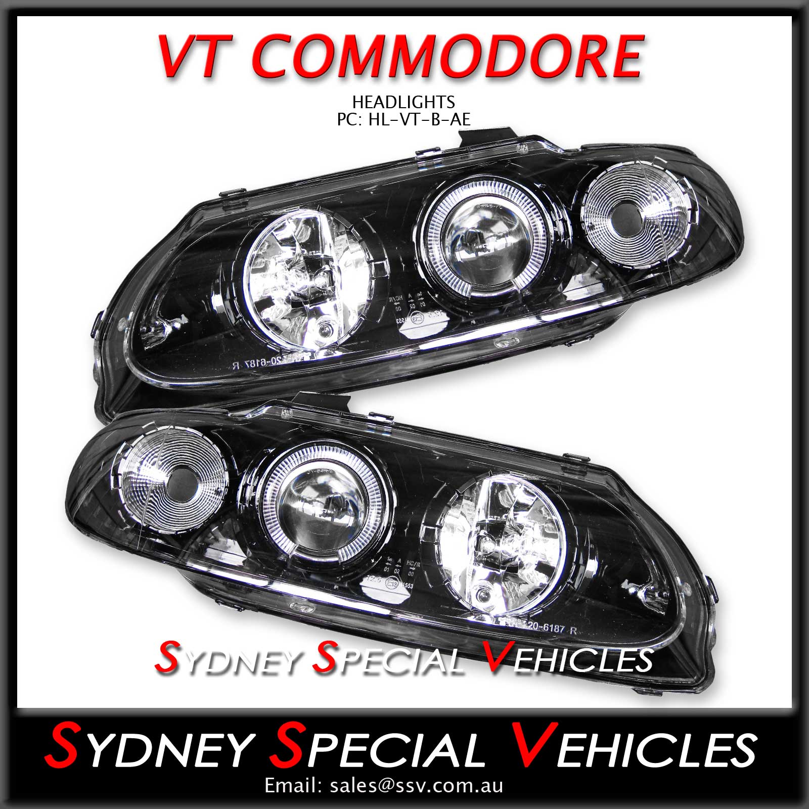 HEADLIGHTS FOR VT COMMODORE MONARO WH STATESMAN WITH ANGEL EYES