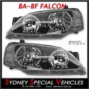 HEADLIGHTS FOR BA-BF FALCON XT - FACTORY STYLE - BLACK