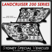  HEADLIGHTS FOR LANDCRUISER 200 SERIES CHROME ANGEL EYE PROJECTOR STYLE