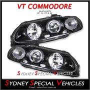HEADLIGHTS FOR VT COMMODORE, MONARO, WH STATESMAN - WITH ANGEL EYES