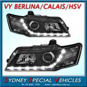 HEADLIGHTS FOR VY CALAIS, BERLINA & HSV MODELS - DRL STYLE - BLACK