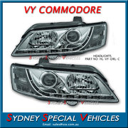HEADLIGHTS FOR VY COMMODORE - DRL STYLE - CHROME