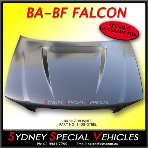 XR8 BONNET FOR BA BF FALCON WITH POWER BULGE - STEEL