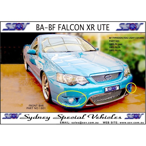 FRONT BUMPER BAR FOG LIGHT COVER FOR FALCON, BF TYPHOON STYLE