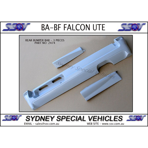REAR BUMPER BAR FOR BF FALCON XR6 XR8 UTE - 3 PIECE