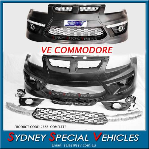 FRONT BAR FOR VE COMMODORE HSV E2 E3 WITH GRILLES, FOG LIGHT COVERS, DRL LIGHTS AND FOG LIGHTS.