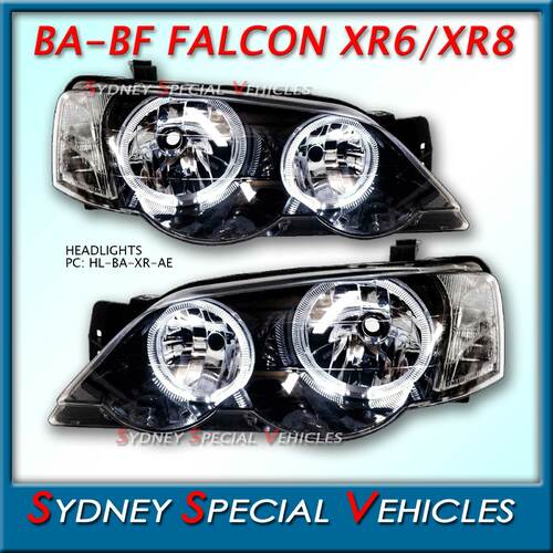 HEADLIGHTS FOR BA-BF FALCON XR6 XR8 - XR STYLE WITH ANGEL EYES