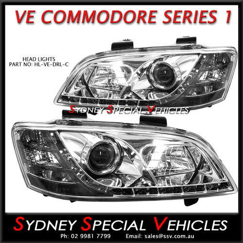  HEADLIGHTS FOR VE COMMODORE SERIES 1 - CHROME  DRL STYLE
