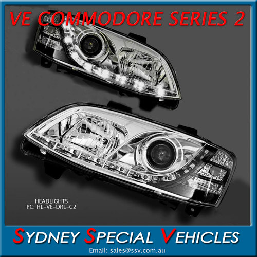 HEADLIGHTS FOR VE COMMODORE SERIES 2 - CHROME  DRL STYLE