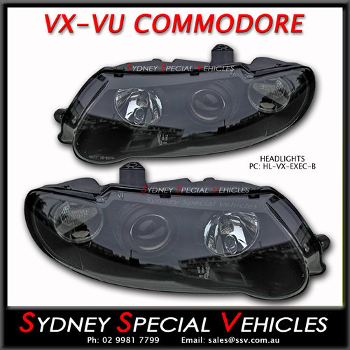HEADLIGHTS FOR VX VU COMMODORE - BLACK PROJECTOR STYLE