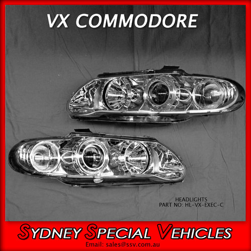HEADLIGHTS FOR VX VU COMMODORE - CHROME PROJECTOR STYLE
