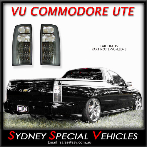 LED TAIL LIGHTS FOR VT VX VU VY VZ COMMODORE WAGONS & UTES - BLACK