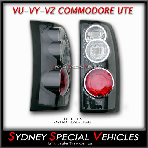 ALTEZZA TAIL LIGHTS FOR VT VX VU VY VZ COMMODORE WAGONS & UTES - BLACK
